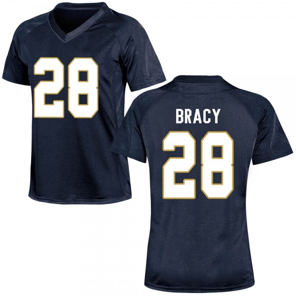 TaRiq Bracy Notre Dame Fighting Irish NCAA Women's #28 Navy Blue Game College Stitched Football Jersey LEL1055OK